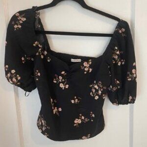 Abercrombie & Fitch Floral Corset Puff Sleeve Top